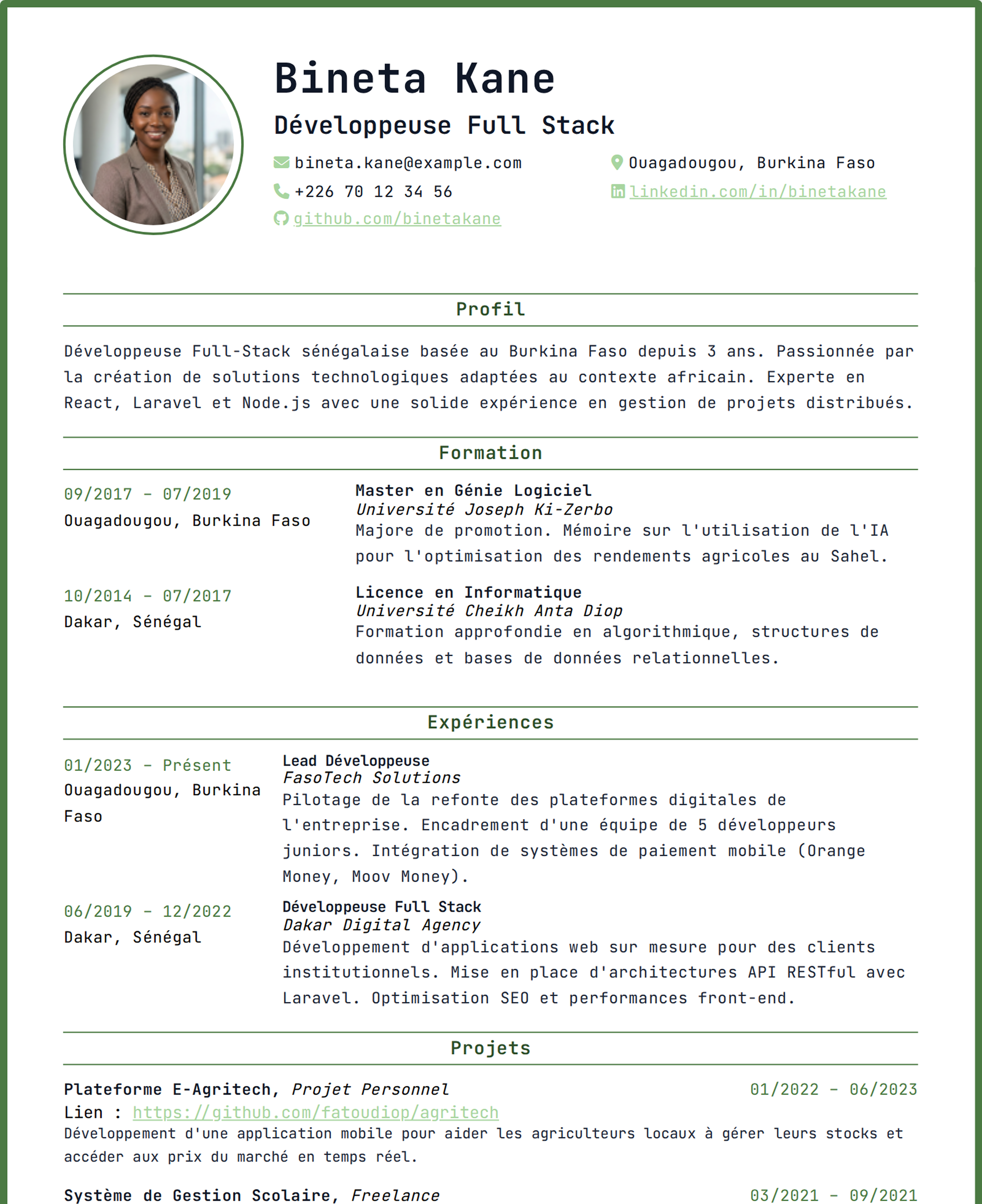 CV Exemple